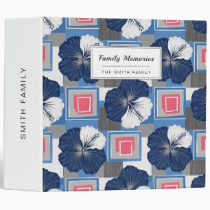 Elegant Blue Hibiscus Floral Pattern (3) Binder