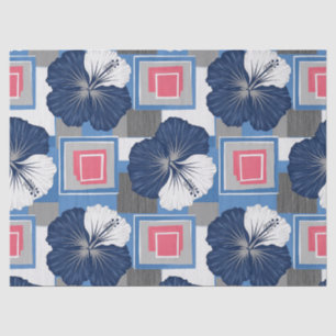 Elegant Blue Hibiscus Floral Pattern (3) Tissue Paper