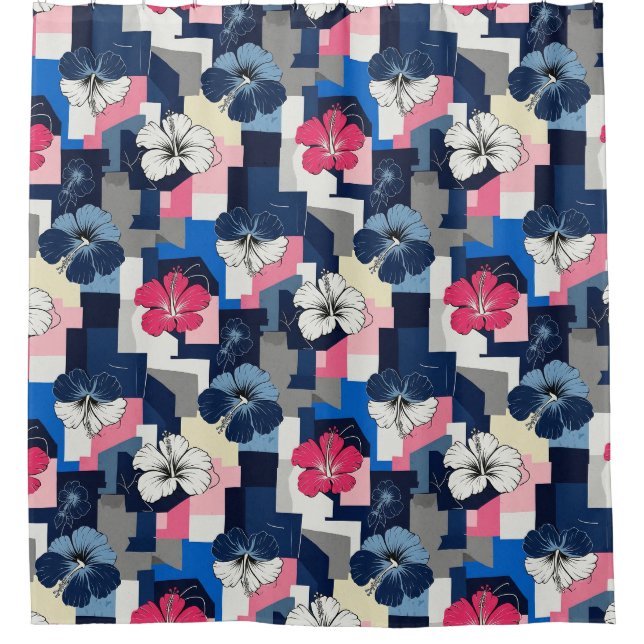 Elegant Blue Hibiscus Floral Pattern (4) (Front)