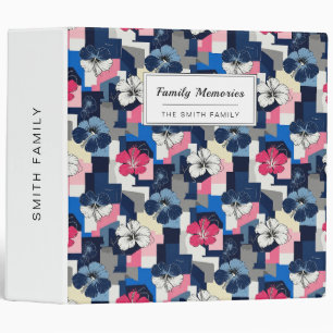Elegant Blue Hibiscus Floral Pattern (4) Binder