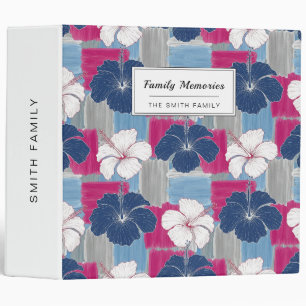 Elegant Blue Hibiscus Floral Pattern (5) Binder