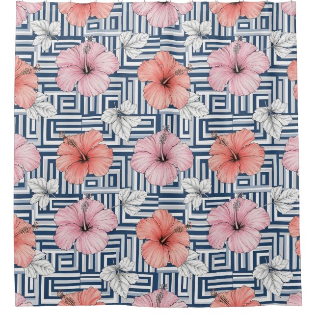 Elegant Blue Hibiscus Floral Pattern (6) (Front)