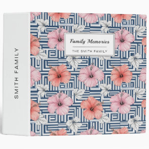 Elegant Blue Hibiscus Floral Pattern (6) Binder