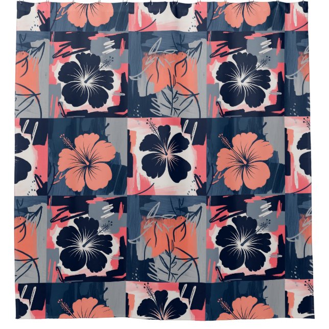 Elegant Blue Hibiscus Floral Pattern (7) (Front)
