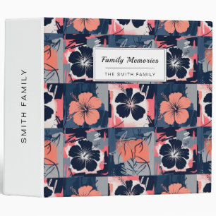 Elegant Blue Hibiscus Floral Pattern (7) Binder