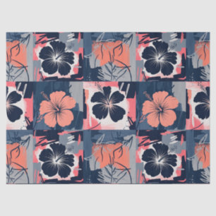 Elegant Blue Hibiscus Floral Pattern (7) Tissue Paper