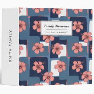 Elegant Blue Hibiscus Floral Pattern (8) Binder