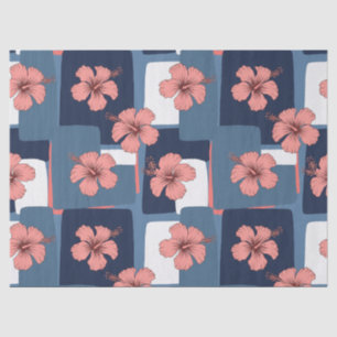 Elegant Blue Hibiscus Floral Pattern (8) Tissue Paper