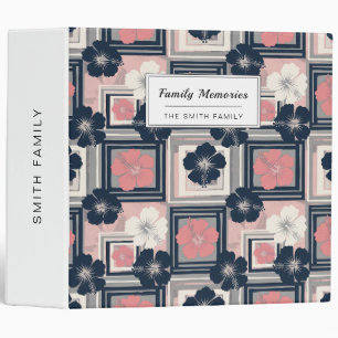 Elegant Blue Hibiscus Floral Pattern (9) Binder