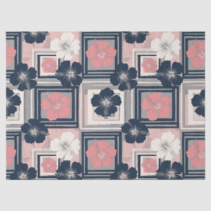 Elegant Blue Hibiscus Floral Pattern (9) Tissue Paper