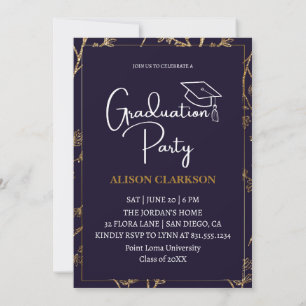 Elegant Blue High School Graduate 2025 Photo Party Invitation