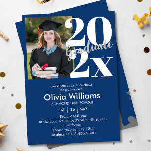 Elegant Blue High School Graduation Party  Invitation