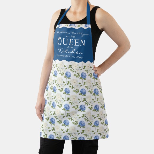 Elegant Blue Hydragea Flowers Pattern  Apron (Insitu)