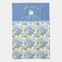 Elegant Blue Hydragea Flowers Pattern Monogram