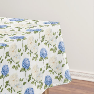 Elegant Blue Hydragea Flowers Pattern Tablecloth