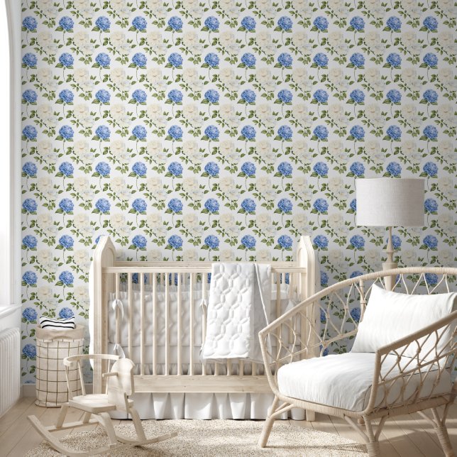 Elegant Blue Hydragea Flowers Pattern  Wallpaper (Kids)