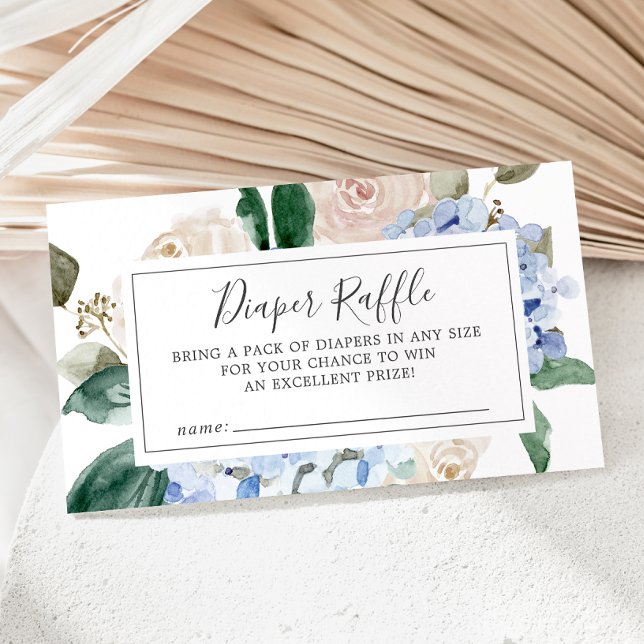 Elegant Blue Hydrangea Baby Shower Diaper Raffle Enclosure Card (Creator Uploaded)