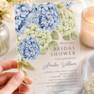 Elegant Blue Hydrangea Bridal Shower Invitation