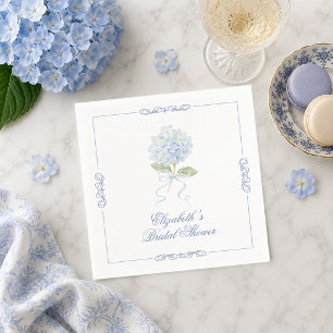 Elegant Blue Hydrangea Bridal Shower Napkin