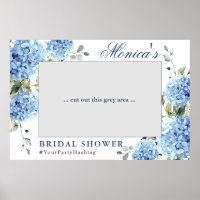 Elegant Blue Hydrangea Bridal Shower Photo Prop