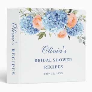 Elegant Blue Hydrangea Bridal Shower Recipe Binder
