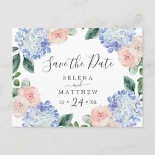 Elégant Blue Hydrangea Enregistrer la date Carte p