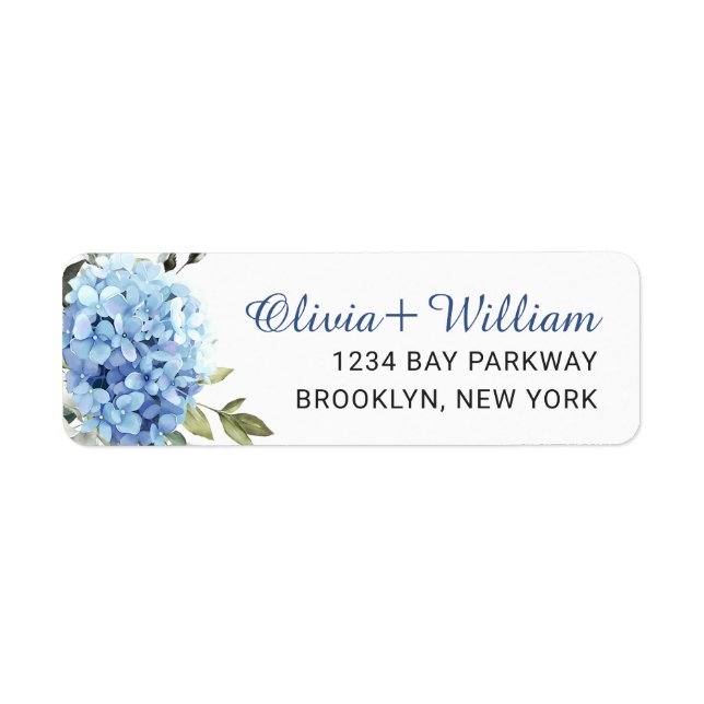 Elegant Blue Hydrangea Eucalyptus Adresse de retou (Devant)