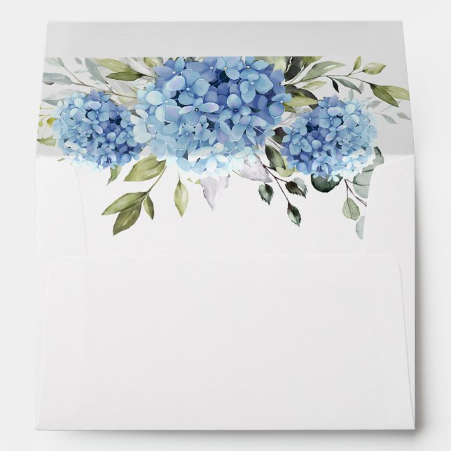 Elegant Blue Hydrangea Eucalyptus for 5x7 card Envelope (Back (Bottom))