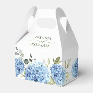 Elegant Blue Hydrangea Eucalyptus Gift Wedding Favor Box