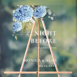Elegant Blue Hydrangea Eucalyptus REHEARSAL DINNER Acrylic Sign