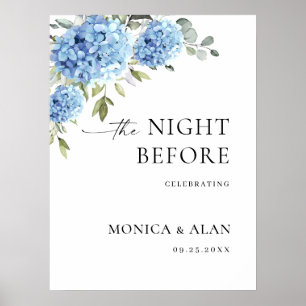 Elegant Blue Hydrangea Eucalyptus REHEARSAL DINNER Poster