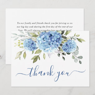 Elegant Blue Hydrangea Eucalyptus Thank You Card