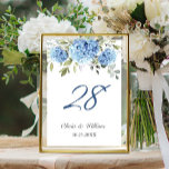 Elegant Blue Hydrangea Eucalyptus Wedding Table Number<br><div class="desc">For further customization,  please click the "customize further" link and use our design tool to modify this template. 
If you need help or matching items,  please feel free to contact me.</div>