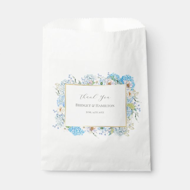 Elegant Blue Hydrangea Favour Bag (Front)