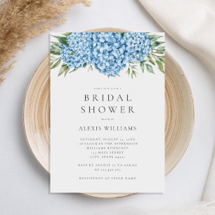 Elegant Blue Hydrangea Floral Bridal Shower Invitation