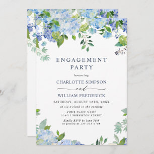 Elegant Blue Hydrangea Floral ENGAGEMENT PARTY Invitation