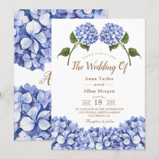 Elegant Blue Hydrangea Floral Invitation