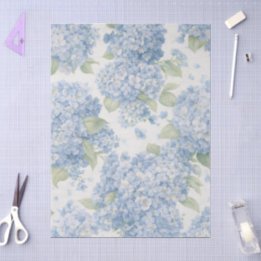 Elegant Blue Hydrangea Floral  Tissue Paper