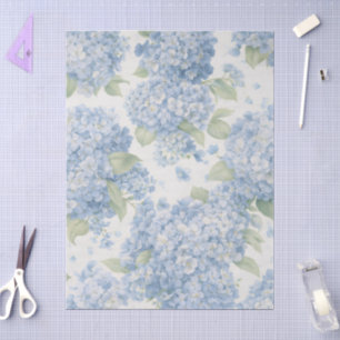 Elegant Blue Hydrangea Floral Tissue Paper