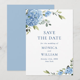 Elegant Blue Hydrangea Flowers Spring Wedding Save The Date