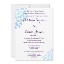 Elegant Blue Hydrangea Formal Wedding Invitation