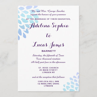 Elegant Blue Hydrangea Formal Wedding Invitation