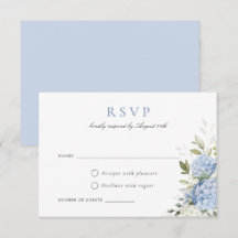 Elégant Blue Hydrangea Greenery Wedding Carte RSVP