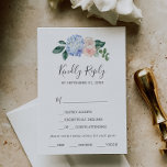 Elegant Blue Hydrangea Menu Choice RSVP Card<br><div class="desc">This elegant blue hydrangea menu choice RSVP card is perfect for a spring or summer wedding. The classic floral design features soft powder blue watercolor hydrangeas accented with neutral blush pink flowers and green leaves. This wedding response card conveniently asks guests what meal they would like at your reception.</div>
