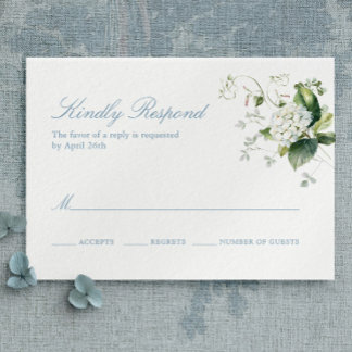 Elegant Blue Hydrangea Monogram Response Card