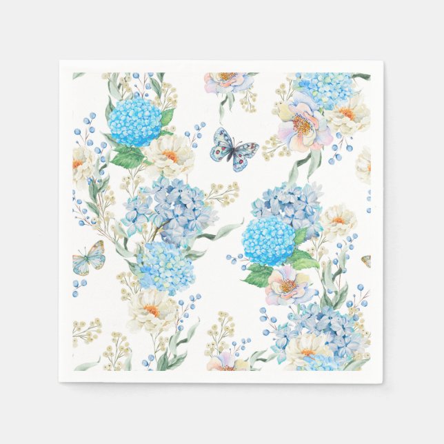 Elegant Blue Hydrangea Napkin (Front)