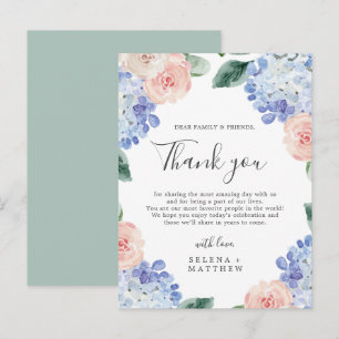 Elegant Blue Hydrangea Thank You Reception Card