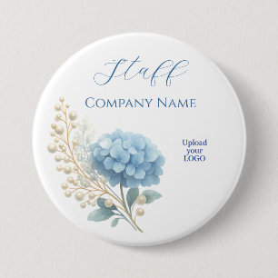 Elegant Blue Hydrangea Thank You Sticker Logo 3 Inch Round Button