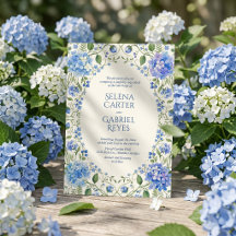 Elegant Blue Hydrangea Watercolor Floral Wedding 