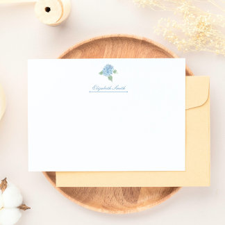 Elegant Blue Hydrangea Watercolor Personalized Card